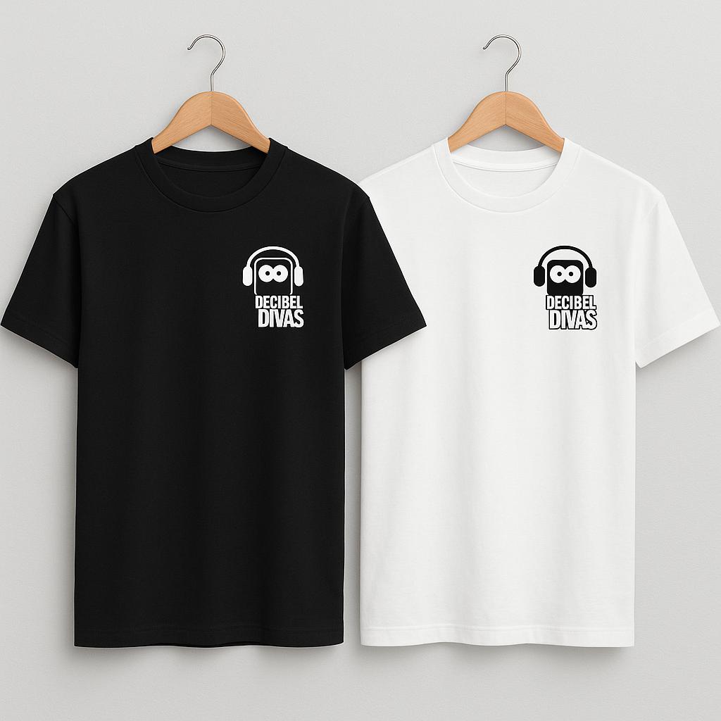 Decibel Divas black and white T-shirts